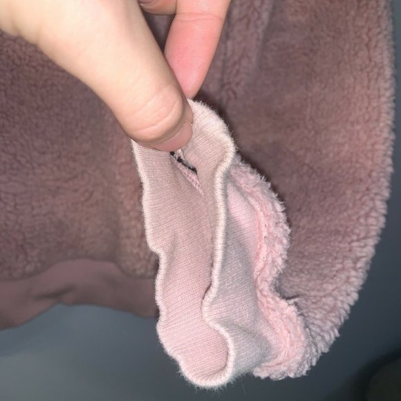 Topshop Ladies Sweatshirt Style Top 6 Pink Teddy Bear Style Quarter Zip - Picture 6 of 9